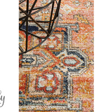 Heirloom Blue Pink Distressed Medallion Rug