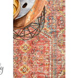 Heirloom Red Distressed Medallion Rug