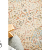 Heirloom Ivory Distressed Floral Hallway Runner Rug
