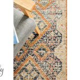 Heirloom Navy Blue Geometric Medallion Hallway Runner Rug