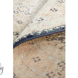 Heirloom Navy Blue Ivory Transitional Medallion Round Rug