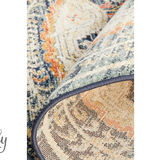 Heirloom Navy Blue Geometric Medallion Round Rug