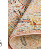 Heirloom Blue Pink Distressed Medallion Rug