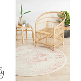 Avalee Pink Medallion Vintage Washed Round Rug