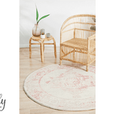 Avalee Pink Medallion Vintage Washed Round Rug