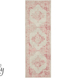 Avalee Pink Medallion Vintage Washed Hallway Runner Rug