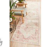 Avalee Pink Medallion Vintage Washed Hallway Runner Rug