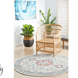 Avalee Blue Medallion Vintage Washed Round Rug