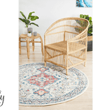 Avalee Blue Medallion Vintage Washed Round Rug