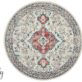 Avalee Blue Medallion Vintage Washed Round Rug