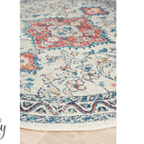 Avalee Blue Medallion Vintage Washed Round Rug