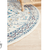 Avalee Blue Medallion Vintage Washed Round Rug