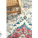 Avalee Blue Medallion Vintage Washed Round Rug