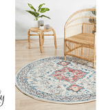 Avalee Blue Medallion Vintage Washed Round Rug