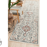 Avalee Blue Medallion Vintage Washed Hallway Runner  Rug