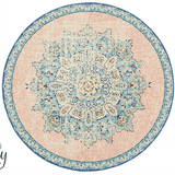 Avalee Blue Pink Medallion Vintage Washed Round Rug