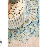 Avalee Blue Pink Medallion Vintage Washed Rugs