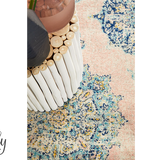 Avalee Blue Pink Medallion Vintage Washed Rugs