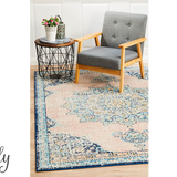 Avalee Blue Pink Medallion Vintage Washed Rugs