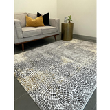 Medina Grey Curved Lines Modern Rug