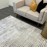 Ali Light Grey and Black Abstract Lines Rug