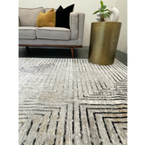 Ali Light Grey and Black Abstract Lines Rug