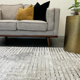 Ali Light Grey and Black Abstract Lines Rug