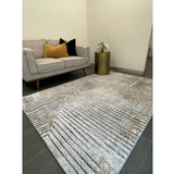 Ali Light Grey and Black Abstract Lines Rug