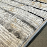 Ali Light Grey and Black Abstract Lines Rug