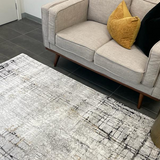 Ali Contemporary Grey Stripe Lines Rug