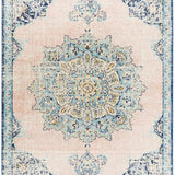 Avalee Blue Pink Medallion Vintage Washed Rugs