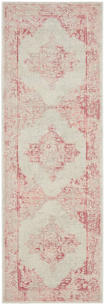 Avalee Pink Medallion Vintage Washed Hallway Runner Rug