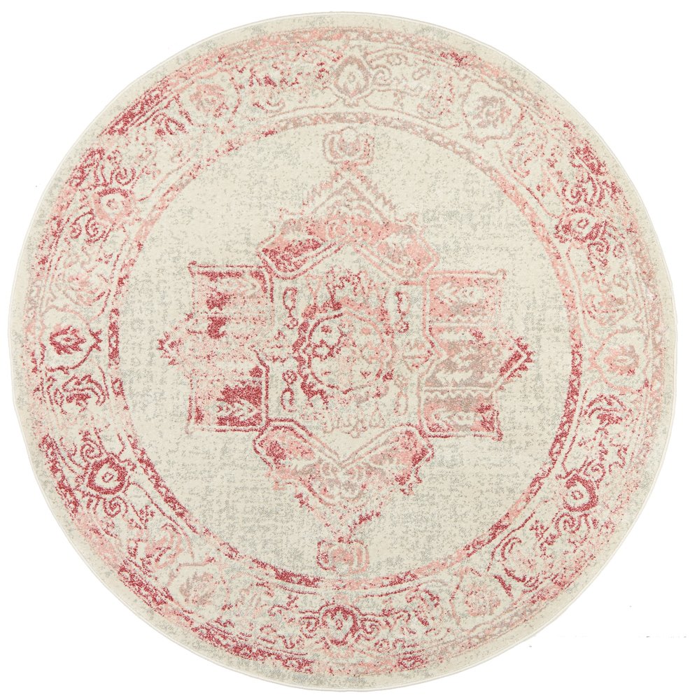 Avalee Pink Medallion Vintage Washed Round Rug