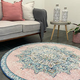 Avalee Blue Pink Medallion Vintage Washed Rugs