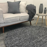 Avani Charcoal Loop Round Rug