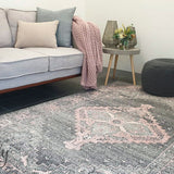 Avalee Grey Medallion Vintage Washed Rugs