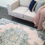 Avalee Blue Pink Medallion Vintage Washed Rugs