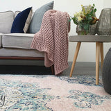 Avalee Blue Pink Medallion Vintage Washed Rugs