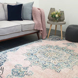 Avalee Blue Pink Medallion Vintage Washed Rugs