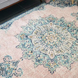 Avalee Blue Pink Medallion Vintage Washed Rugs