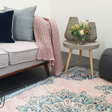 Avalee Blue Pink Medallion Vintage Washed Rugs