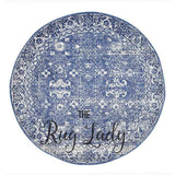 Awaken Navy Blue Over Dyed Oriental Round Rug
