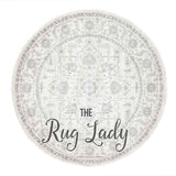 Awaken Ivory Grey Flower Medallion Transitional Round Rug