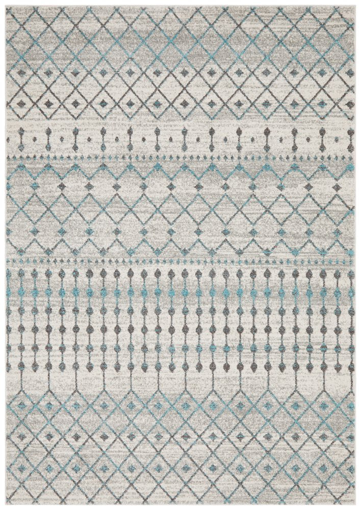 Awaken Blue Grey Tribal Rug