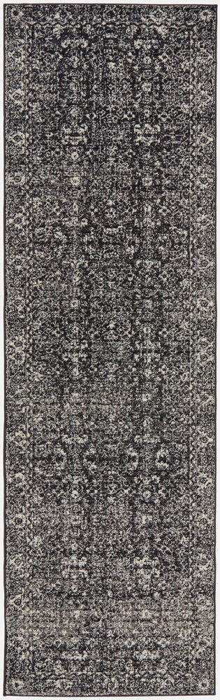 Awaken Charcoal Over Dyed Oriental Hallway Runner