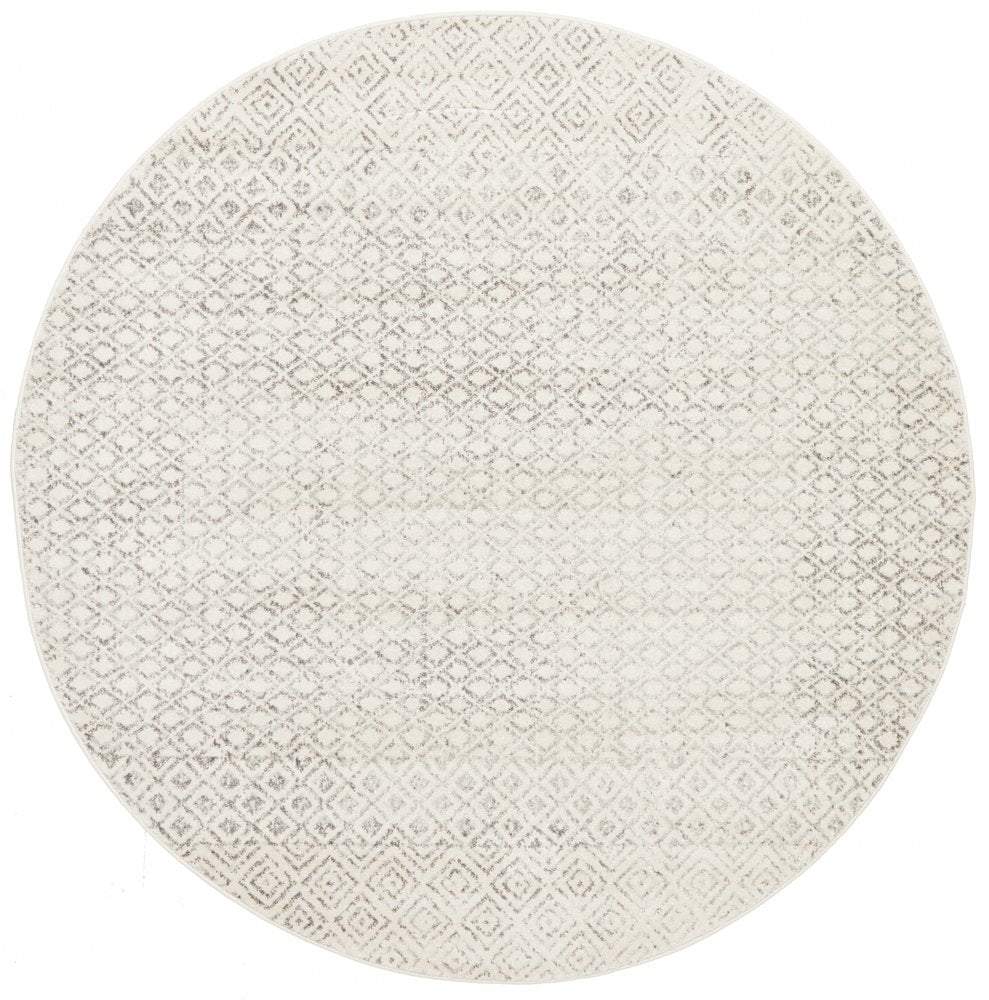 Awaken Grey Diamond Patterned Round Rug