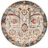 Awaken Ivory Orange Patterned Round Rug