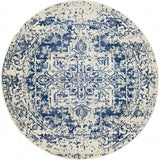Awaken Navy Medallion Round Rug