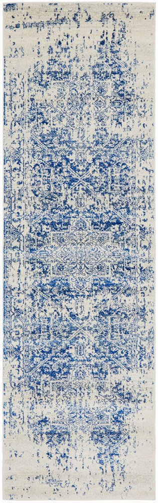 Awaken Navy Medallion Transitional Hallway Runner