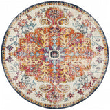 Awaken Orange Medallion Round Rug